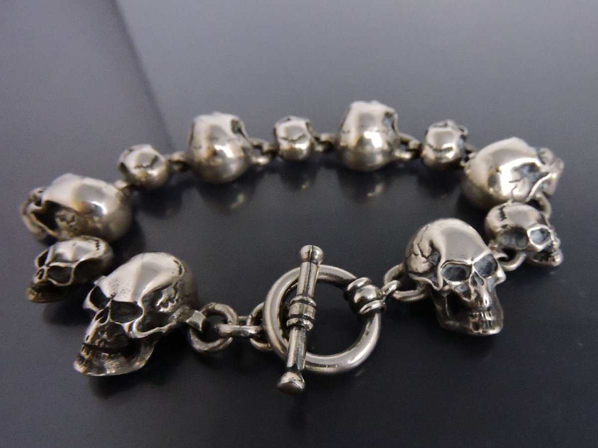 シルバー925 ブレスレット ドクロ スカルヘッド デザインチェーン