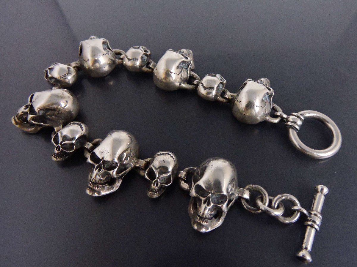 スカルデザイン　ブレスレット　シルバー925 シルバー925 ブレスレット ドクロ スカルヘッド デザインチェーン