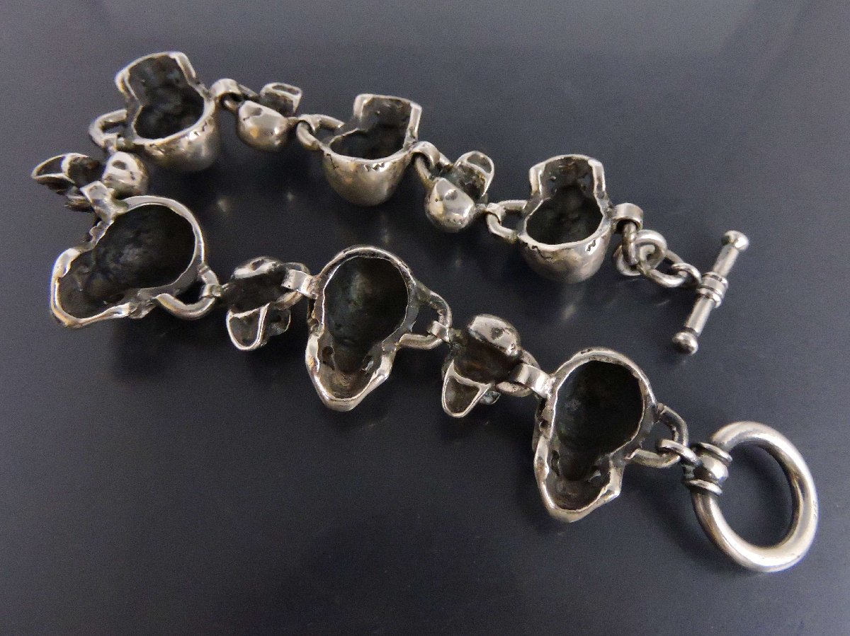 シルバー925 ブレスレット ドクロ スカルヘッド デザインチェーン