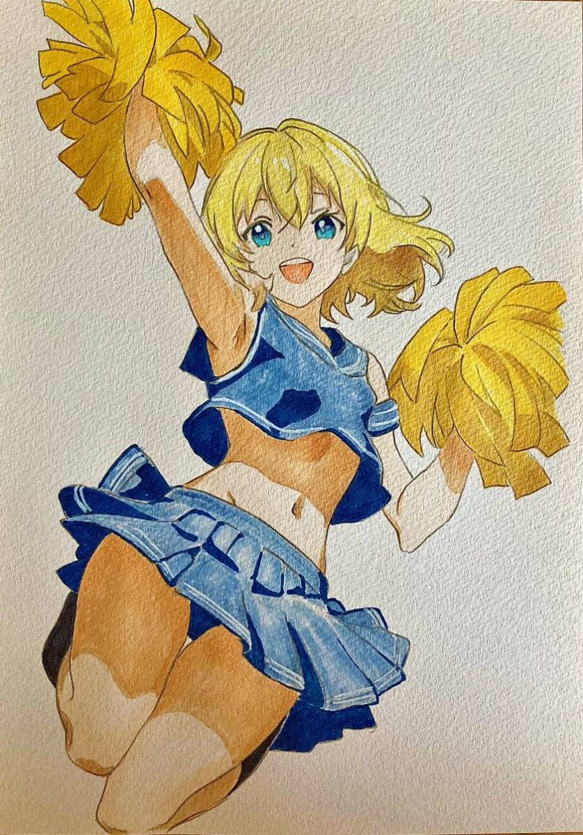 同人 手描きイラスト チアガール 女の子 オリジナル(手描きイラスト