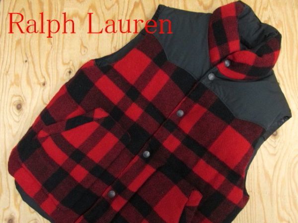 ハリラン ダウンベスト リバーシブル ネル バッファローチェック サイズ感◯ ☆ラルフローレン RalphLauren☆バッファローチェック リバーシブル