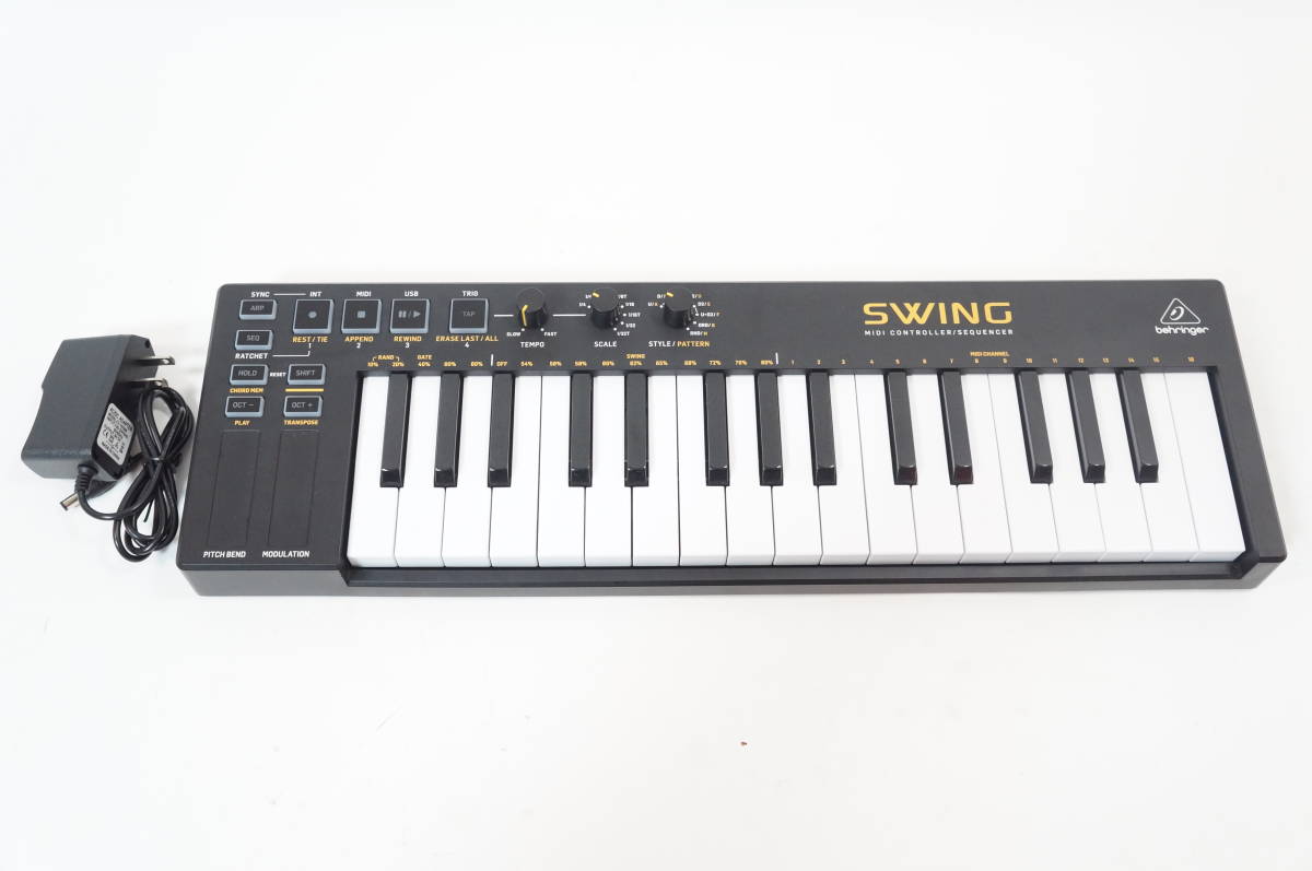 BEHRINGER SWING ミニ鍵盤 USB MIDIキーボード CV/Gate SYNC対応 64ステップシーケンサー ベリンガー Eurorack Ａrturia KeyStep同等