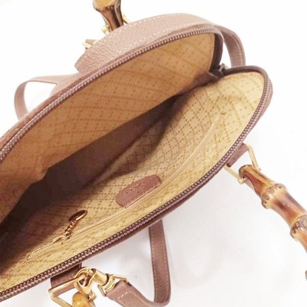 GUCCI グッチ バンブー ハンドバッグ ミニ スエード ベージュ