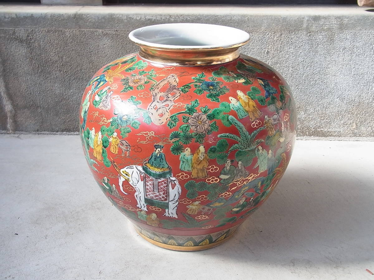 高品質，人気SALE 飾り品 九谷焼 青木木米 色絵金彩 赤絵人物図 花瓶 花器 壺(花器、壷)｜売買されたオークション情報、yahooの商品情報をアーカイブ公開 - オークファン 九谷