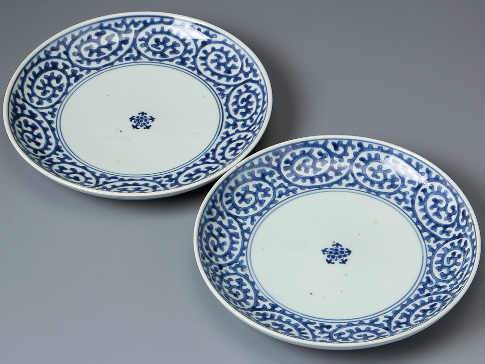 古伊万里 染付 総タコ唐草 江戸後期 古伊万里 江戸後期 蕎麦猪口 総