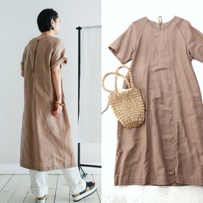 【即決】美品*1.7万 FIL DE FER｜大人ナチュラル♪リネンブレンドロングワンピース （フィルデフェール）