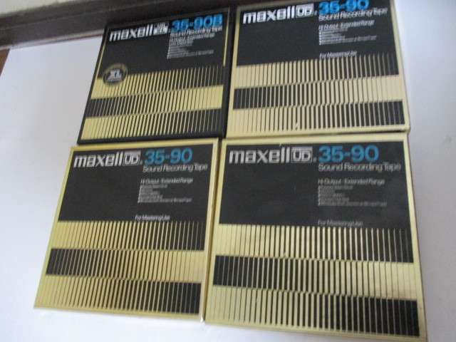 1円　オープンリールテープセット「マクセル 35-90B・35-90 UD」マクセル　まとめて・まとめ売り・ゴールド・ジャンク品