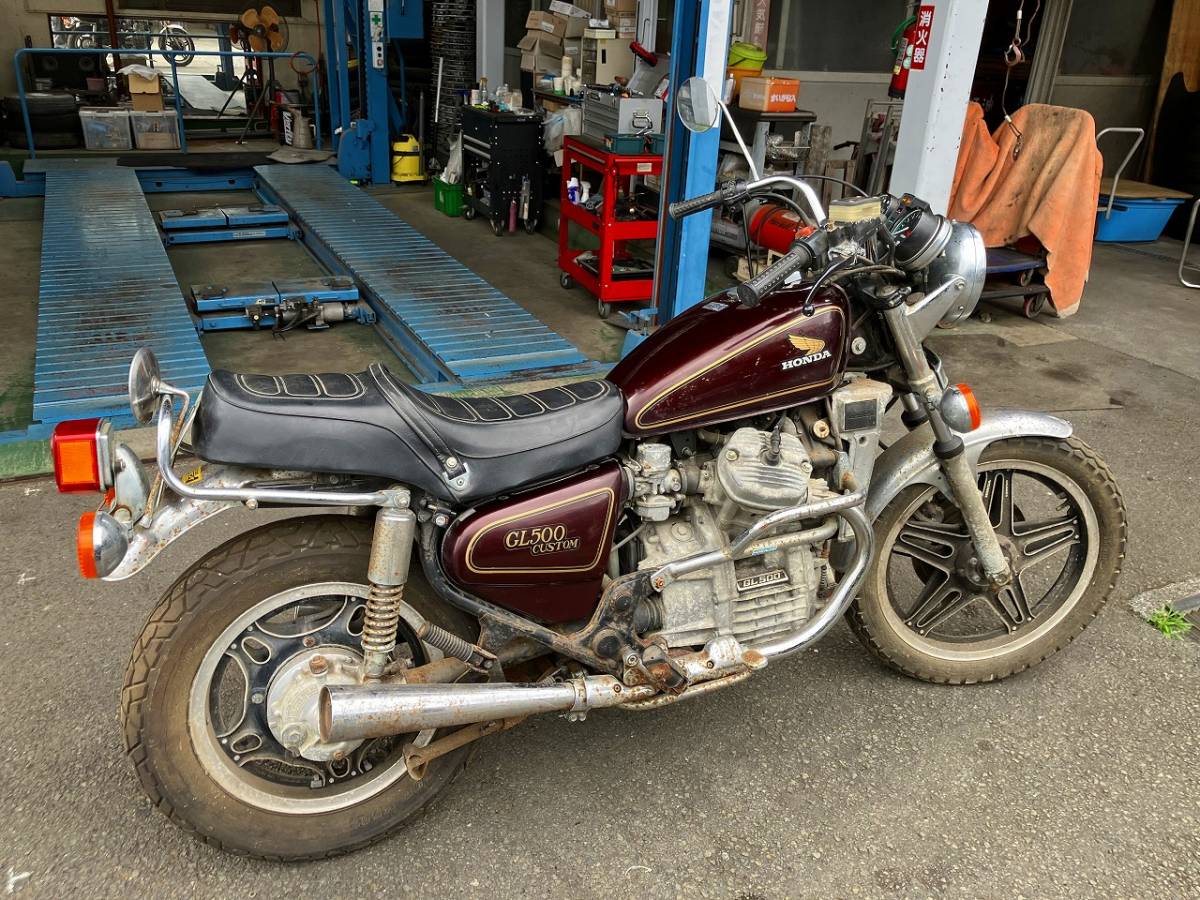 【静岡発】N管理無 引取限定 ホンダ 昭和54年式 GL500 カスタム 旧車 鍵2本/書類あり 500㏄ ※不動車 現状渡し 部品取り/レストアベース