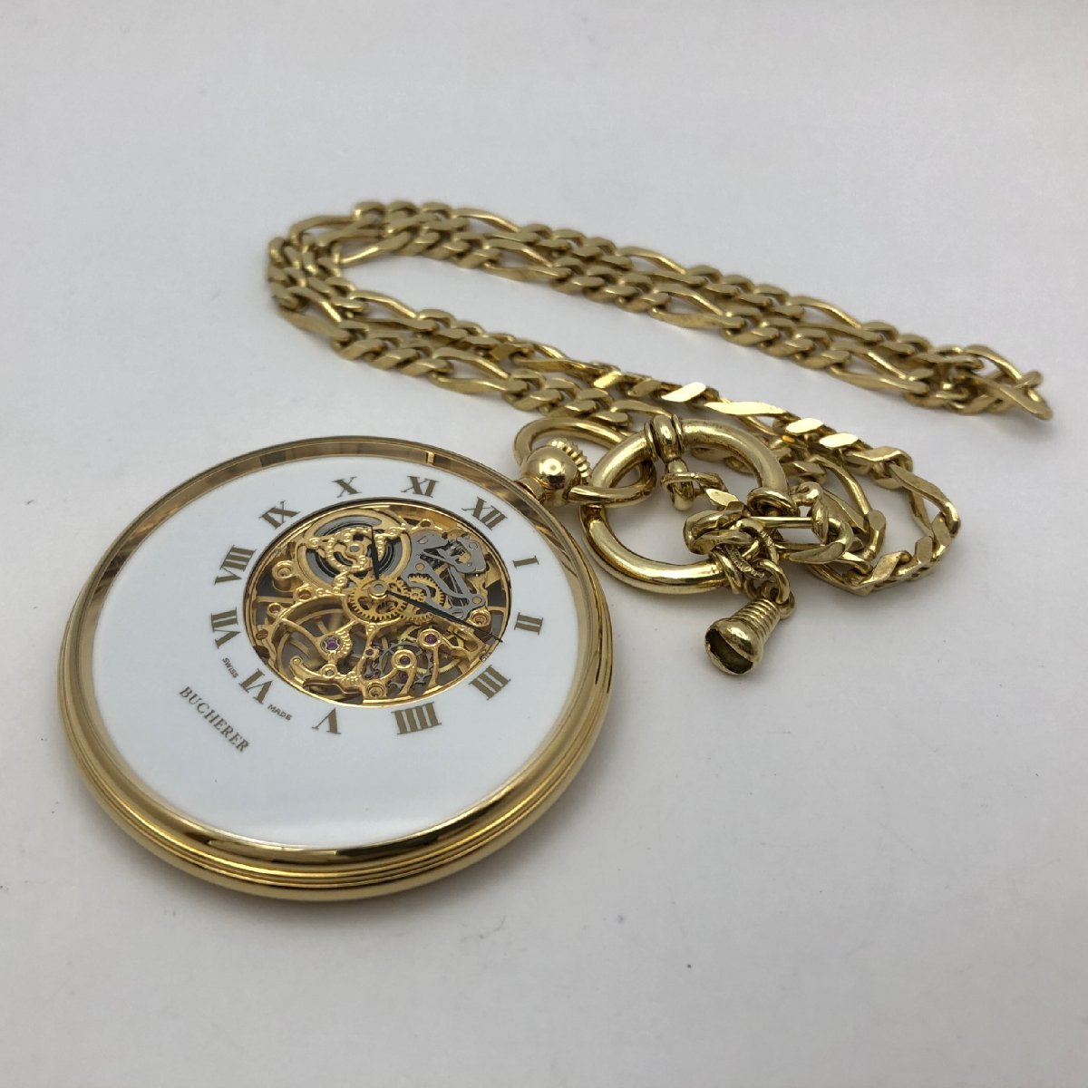 1円～/BUCHERER/ブッフェラー/2針/白文字盤/スケルトン/ゴールドカラー 