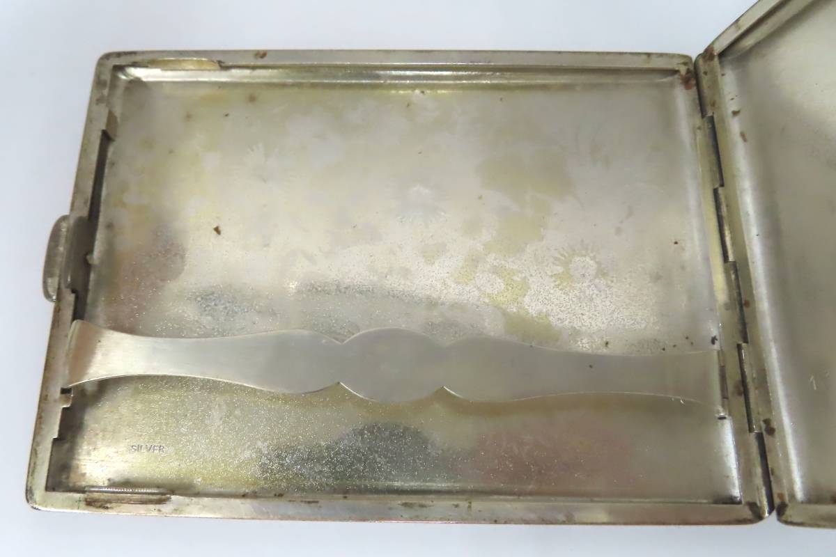 69542 在銘 銀製 SILVER 彫金 銀重 118.3g シガレットケース 煙草