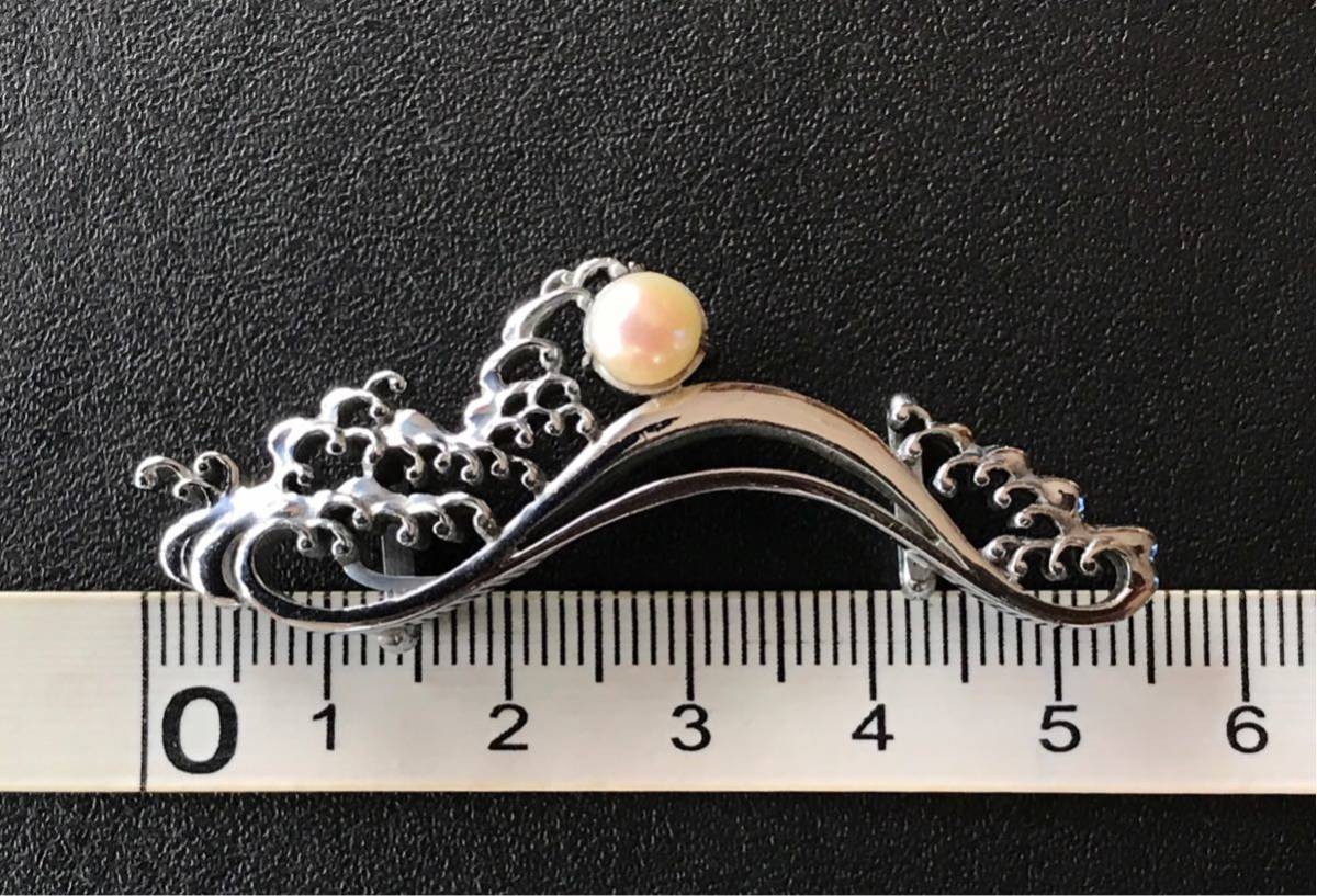 波飛沫 本真珠 金工細工 帯留め 和装小物 アコヤ真珠 帯留 (帯留め 
