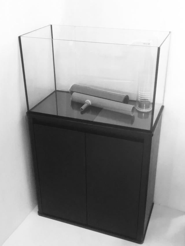 １台限定　600×300×360オーバーフローセット(水槽・プロスタイルキャビ・濾過槽)ブラックシリコン　右仕様　未使用品　海水魚飼育等　