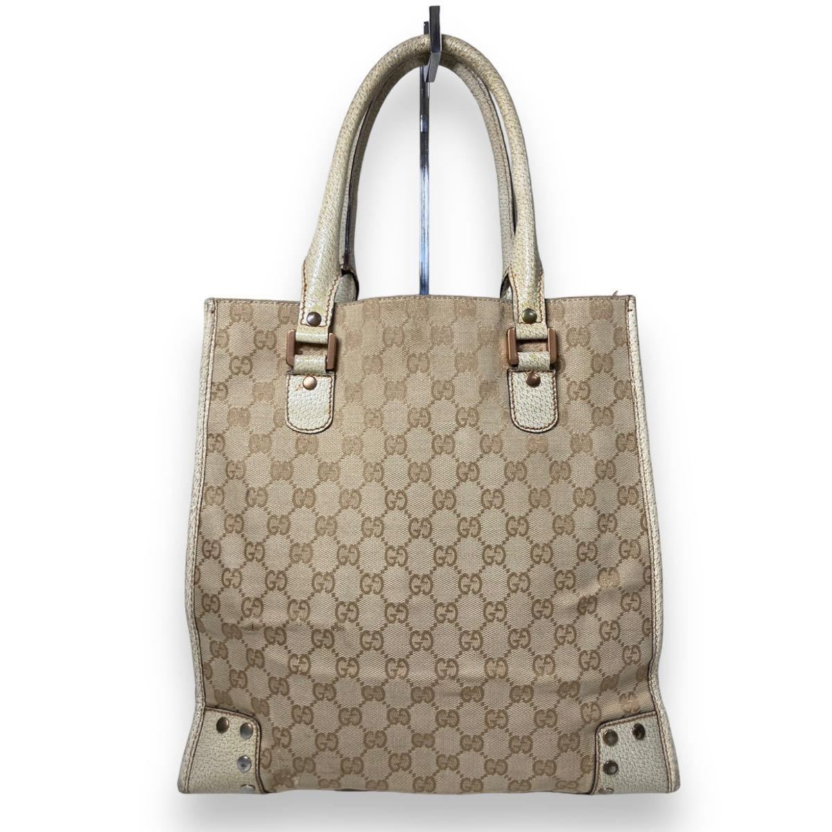 【美品】GUCCI グッチ 2way キャンバストート ショルダーバッグ ◇Y7194 GUCCI グッチ GGキャンバス レザー ロゴ チャーム付 トート