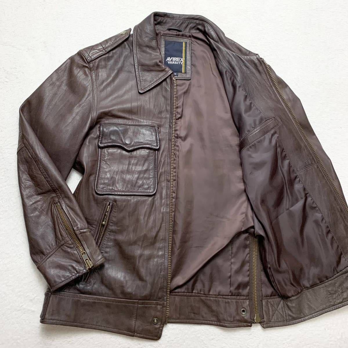 AVIREX 極上のラムレザー アヴィレックス ライダースジャケット 革  