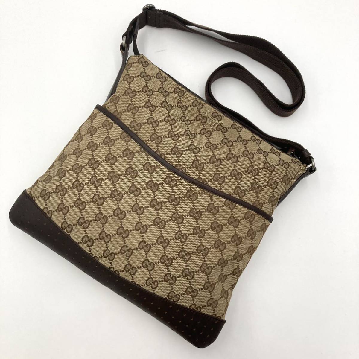 1円 【超人気】 GUCCI グッチ ショルダーバッグ GG柄 キャンバス 