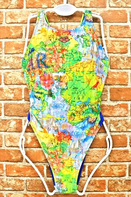 BS7-371●//arenaアリーナ♪競泳水着☆大胆！センス溢れる1枚*Xバック風style*黄色系*XL~※一番安価な送料はゆうパケットなら210円♪