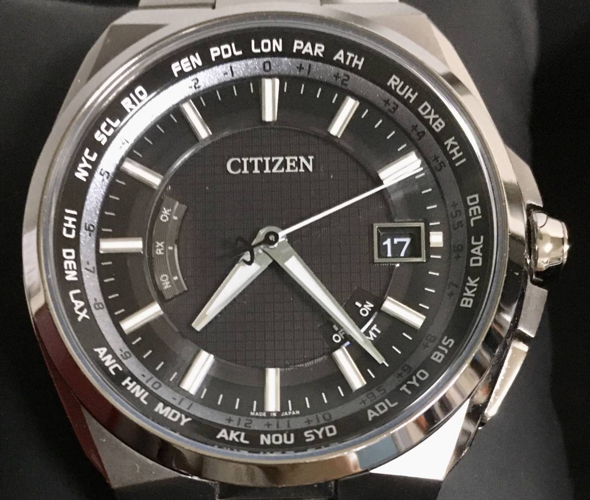 稼動品 CITIZEN シチズン エコドライブ H145-T018548 黒文字盤 電波 