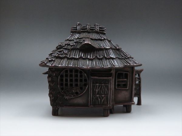 ◇◇本間琢斎 琢斎銘 香炉 葛屋形 銅製 香道具 高さ(約)12.5cm