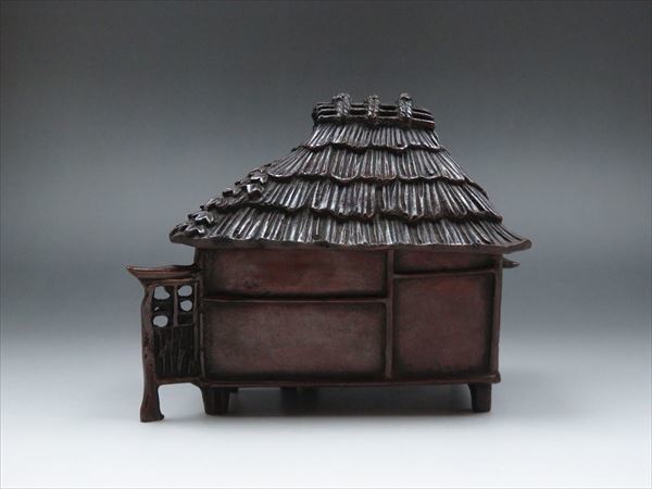 ◇◇本間琢斎 琢斎銘 香炉 葛屋形 銅製 香道具 高さ(約)12.5cm