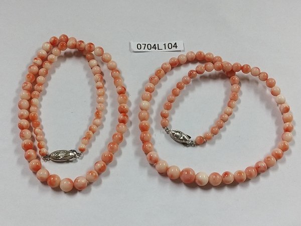 0704L104　本珊瑚　サンゴ　ネックレス 　二点セット　約47.9ｇ