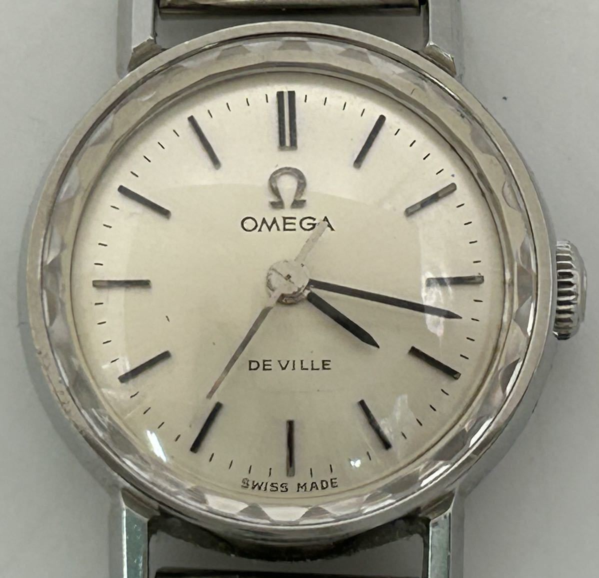 稼働 オメガ OMEGA 手巻き デビル DEVILLEラウンド アンティーク シルバー文字盤 レディース腕時計 630