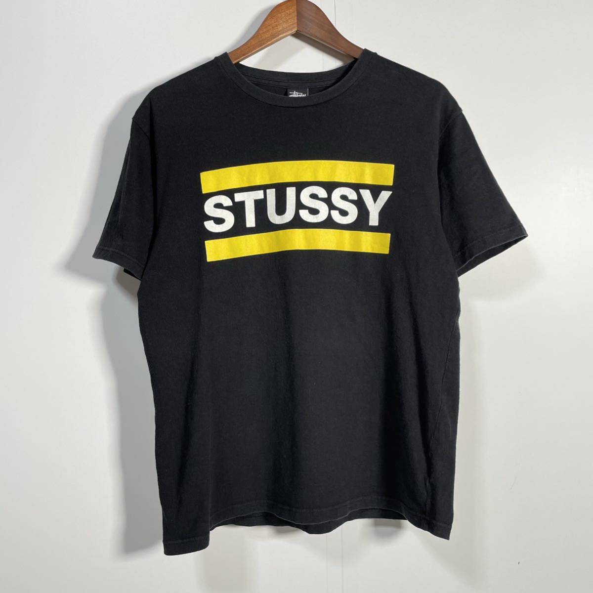 1円】STUSSY ステューシー Tシャツ ロゴ 080 黒 ブラック イエロー 