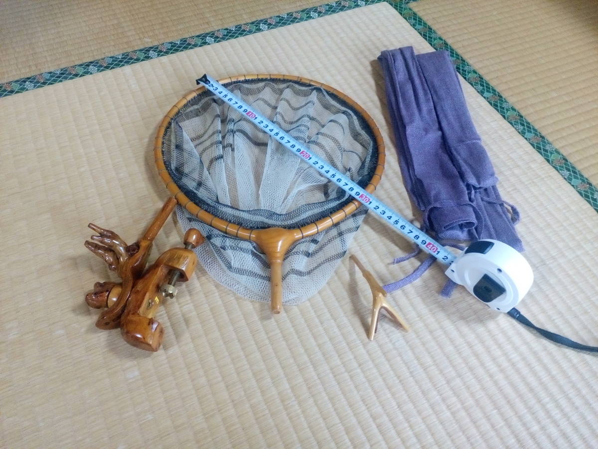 龍仙作 紋竹らっきょう竿掛・玉ノ柄フルセット美品です。 (ヘラブナ竿 
