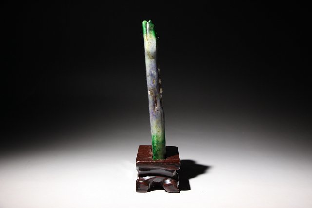☆皇帝☆翡翠山子 山水 花鳥彫 高さ約15.5㎝ （検）細密翡翠彫刻