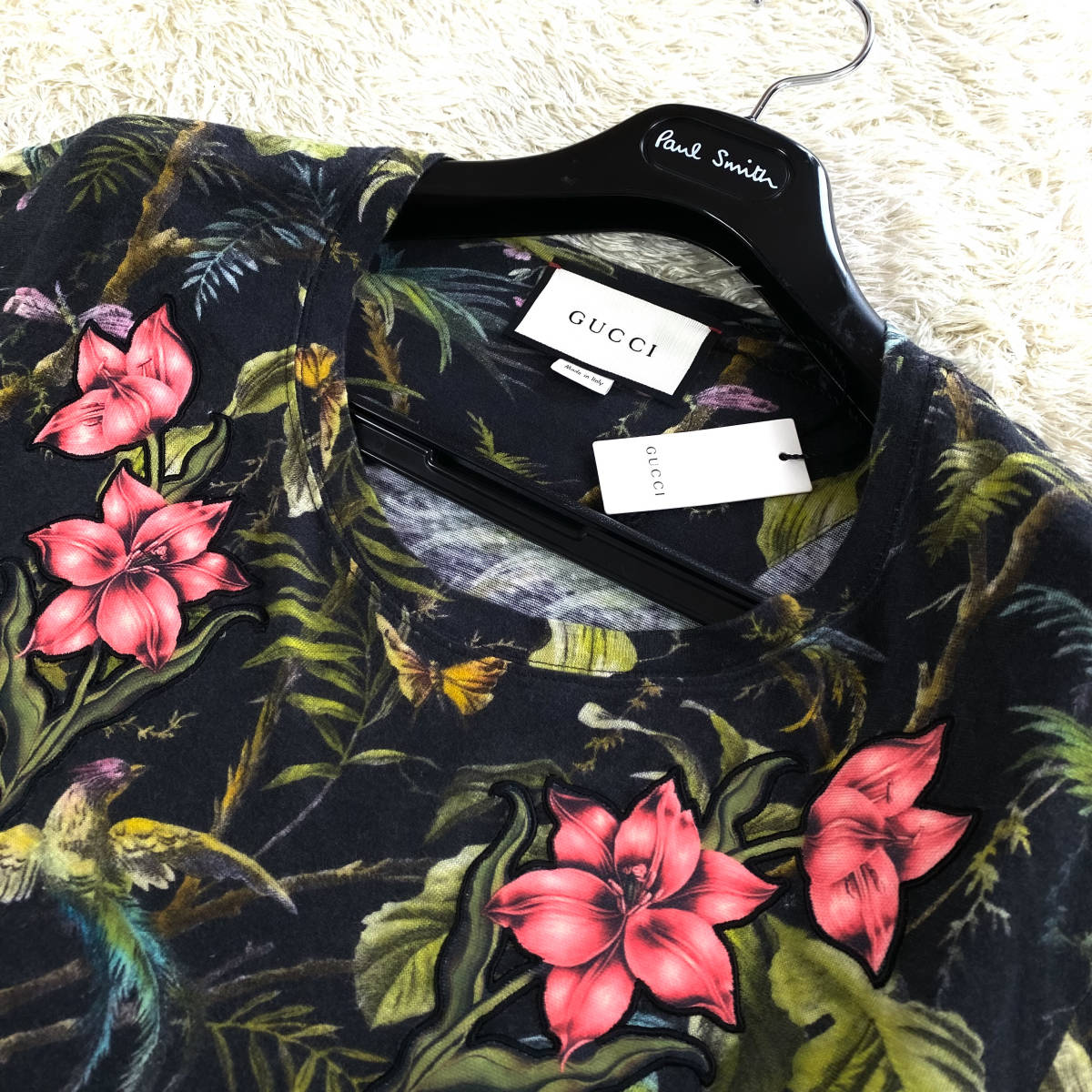 未使用級!花柄GUCCI半袖Tシャツ現行モデルタグ トロピカル 未使用級!花柄GUCCI半袖Tシャツ現行モデルタグ トロピカル