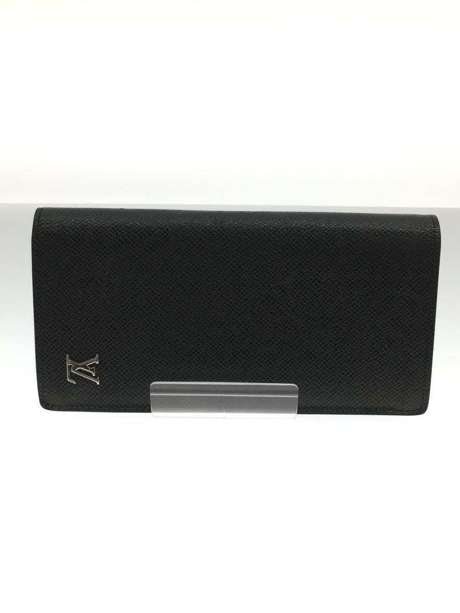 LOUIS VUITTON◇ポルト・フォイユ・ブラザ_タイガ/牛革/ブラック