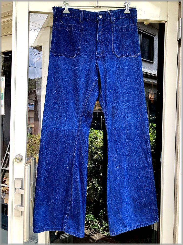 ☆navdungaree 60s 70s 濃紺デニム ミリタリー セーラーパンツ フレア