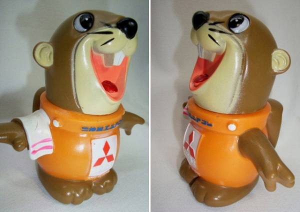 ☆当時物 企業物 三菱重工 エアコン ビーバーくんソフビ 貯金箱