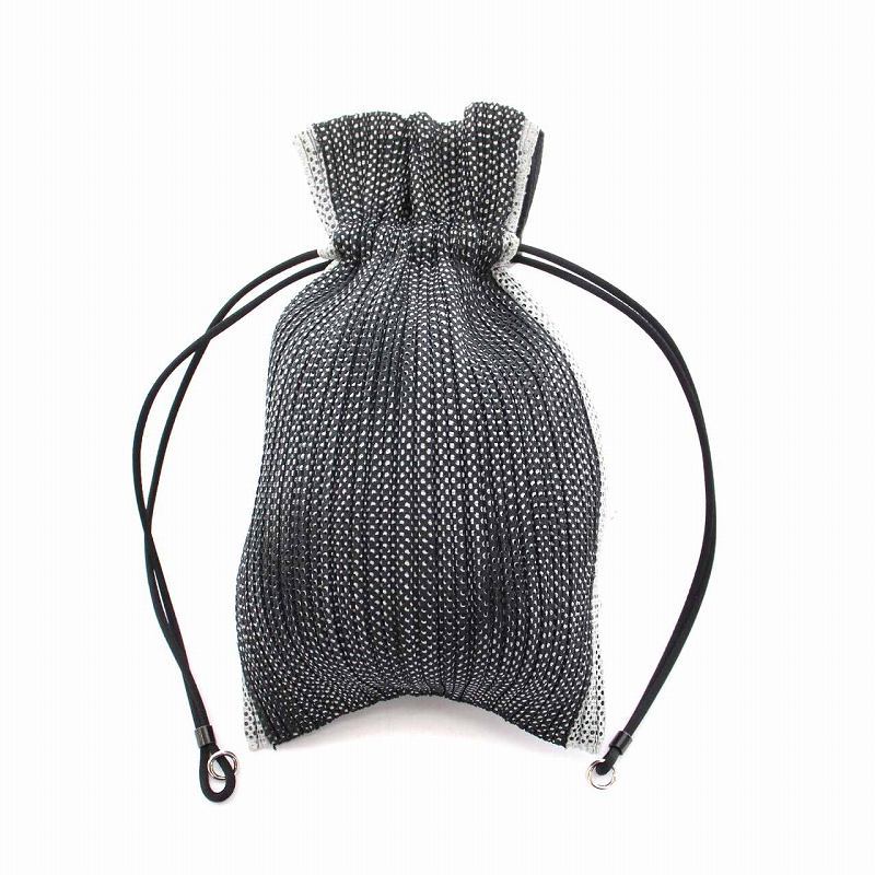 プリーツプリーズ PLEATS PLEASE イッセイミヤケ 巾着バッグ 巾着袋 ポーチ 黒 ブラック グレー PP22-AG503 /YM ■GY09 レディース