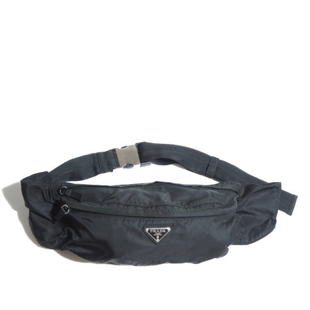S5250f42 □PRADA プラダ□ V132 ナイロン ウエストバッグ ブラック 