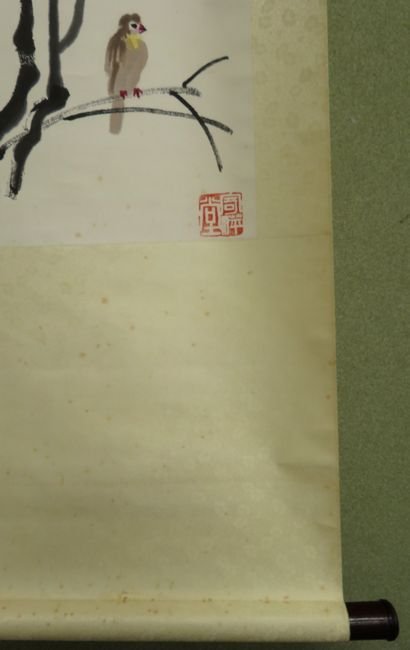 複製/斎白石/掛軸/中国/花鳥/近代巨匠 掛軸】 〈斉白石 〉『紅蓮図