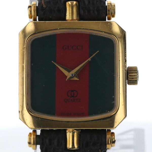 【ジャンク】グッチ GUCCI シェリーライン クオーツ グリーン・レッド 2針式 レディース 腕時計 【xx】【中古】4000015801600034