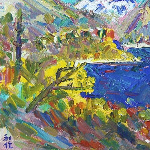 Yahoo!オークション 【真作】【WISH】小林和作「山湖の秋」油彩 4号 ◇