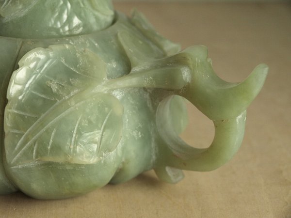 翡翠玉石急須セット 茶器 茶道具 水滴 水差し 彫刻 中国美術 工芸 置物 