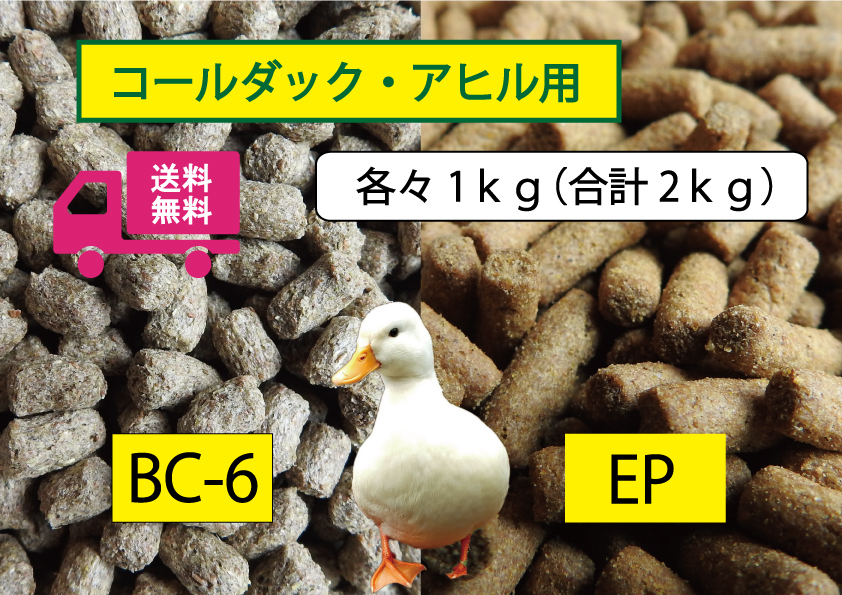 ☆【アヒル・コールダック用（ヒナにも） 飼育飼料2種セット-1kg×2袋