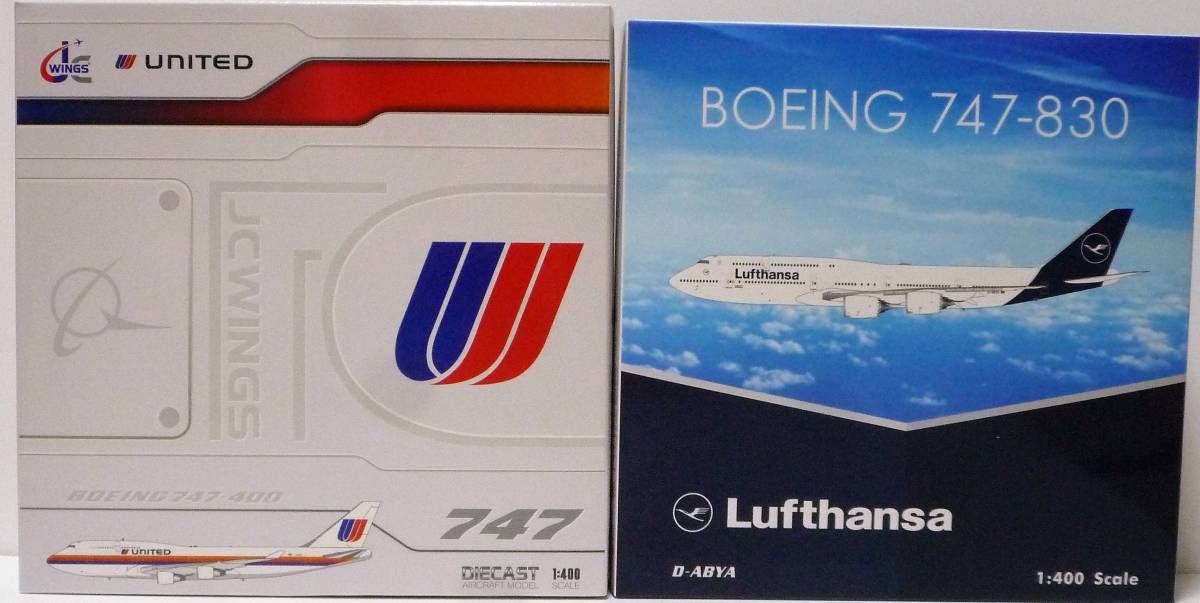 JC Wings（1/400）United Airlines747-400 N183UA（Flaps Down）/ Phoenix（1/400）Lufthansa 747-8i D-ABYA　×計2個セット