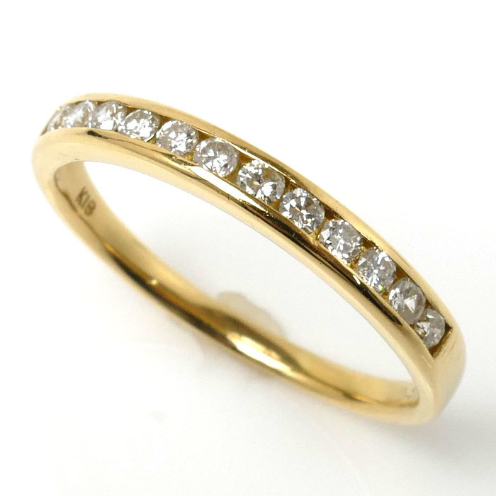 K18YG イエローゴールド リング・指輪 ダイヤモンド0.30ct 15号 2.2g ハーフエタニティ レディース 中古