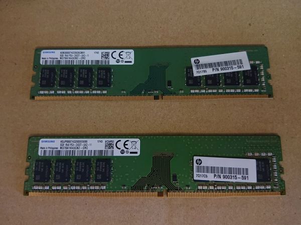 動作確認済み) SAMSUNG 8GB 1Rx8 PC4-2400T-UA2-11 8GBx2枚 計16GB No.075
