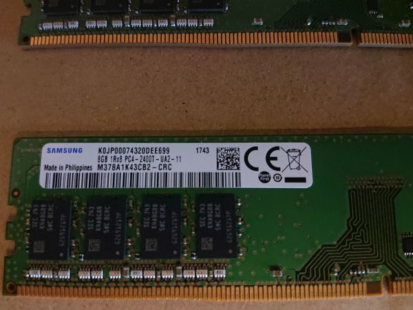 動作確認済み) SAMSUNG 8GB 1Rx8 PC4-2400T-UA2-11 8GBx2枚 計16GB No.075