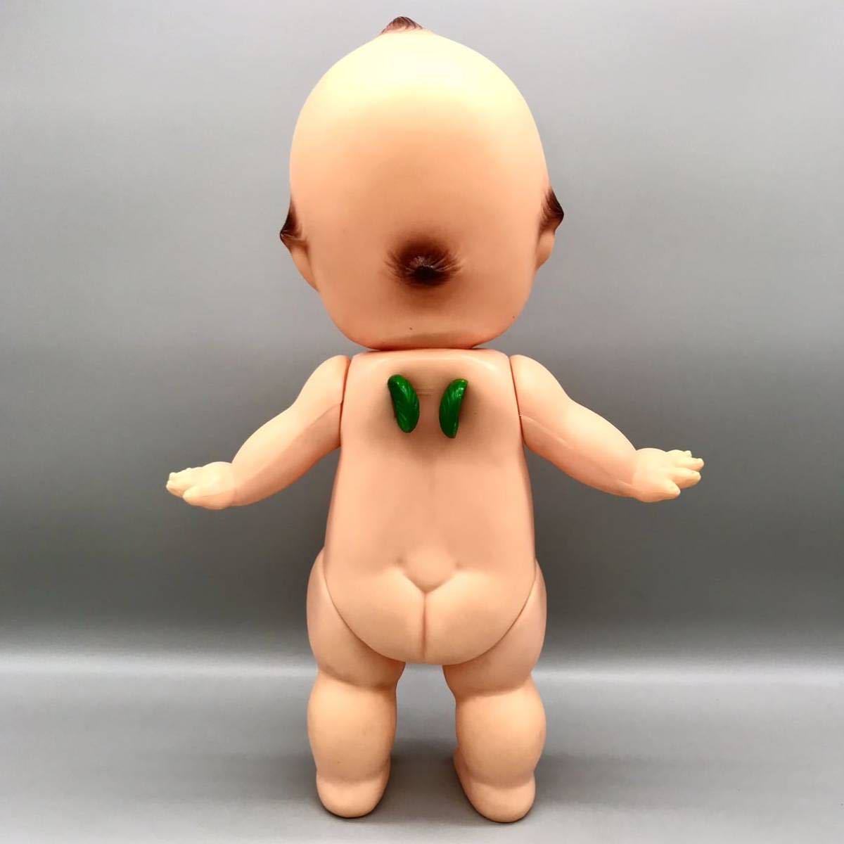 特大 キューピー 人形 緑 羽 黄色眉 天使の羽 アンティーク 