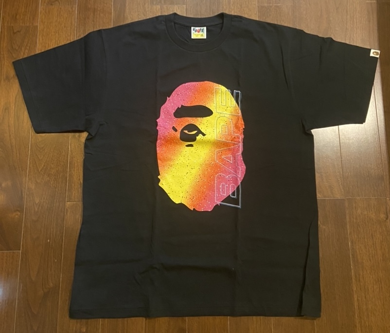 USED 中古 2XLサイズ A BATHING APE BAPE ELECTRO NEON TEE MENS アベイシングエイプ ベイプ エイプ Tシャツ BLACK ネオン
