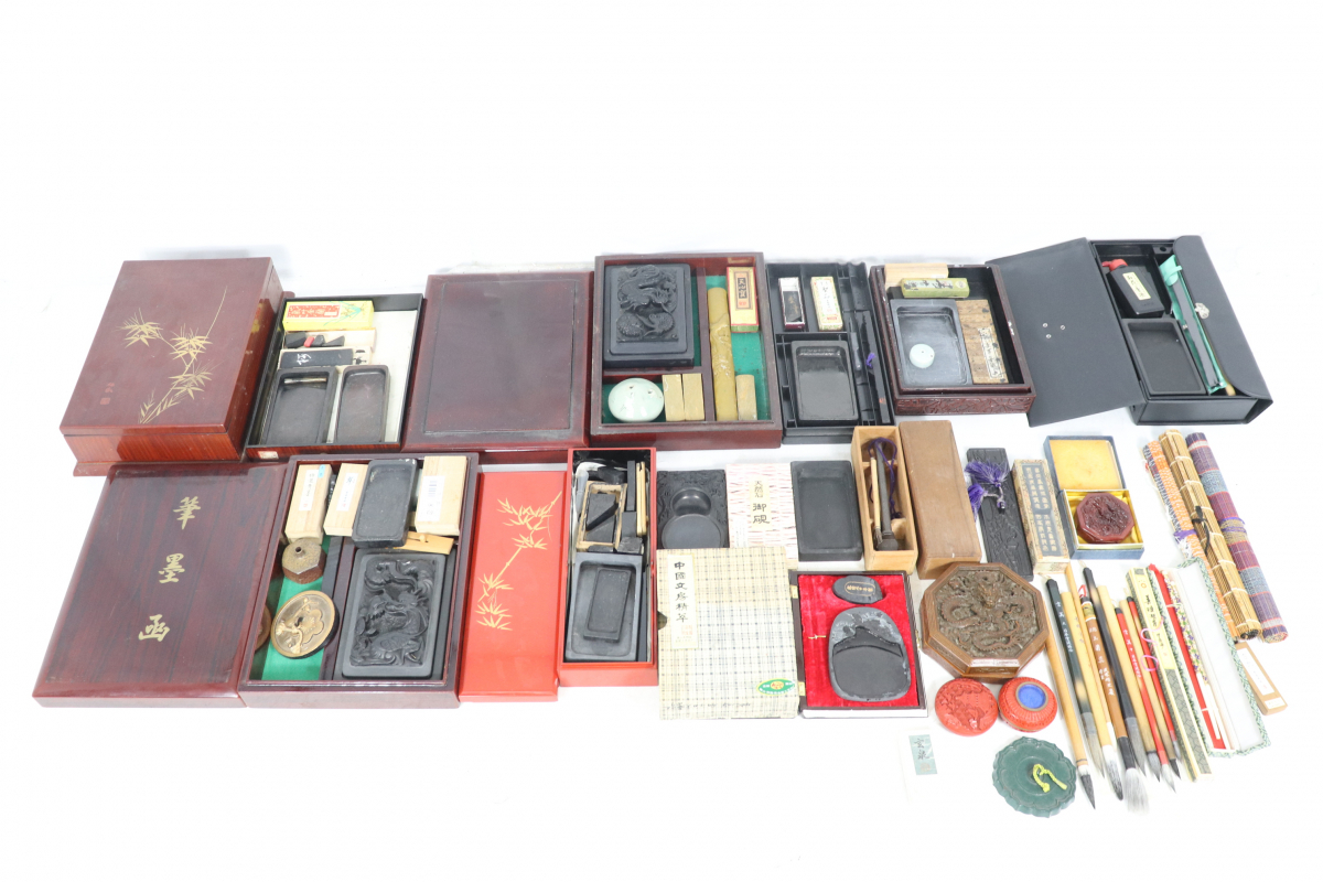 【ト足】 中国硯 硯 すずり 毛筆 筆 墨 他 書道 習字 道具 まとめ CB000CTT40