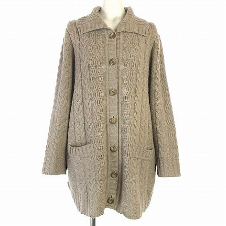 レリアン Leilian カーディガン ニット カシミヤ混 ケーブル 襟 レリアン Leilian カーディガン ニット カシミヤ混 ケーブル 襟