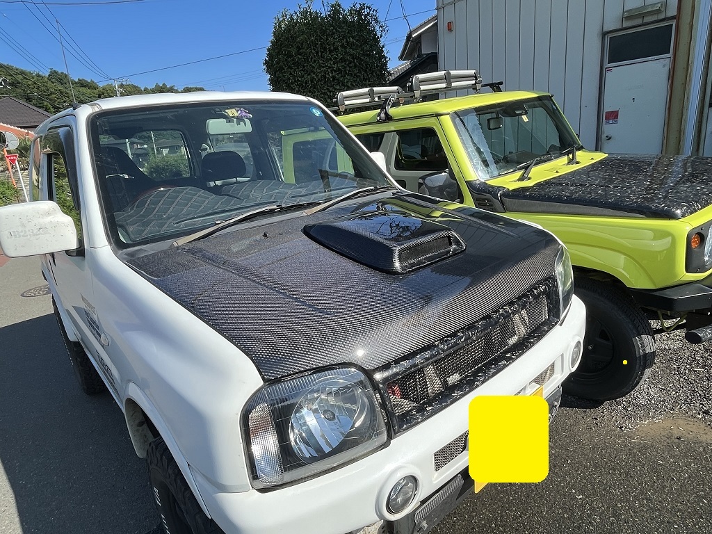 訳アリ 新品 クラッシュ カーボン ボンネット JB23 ジムニー 4 ～ 8 型  