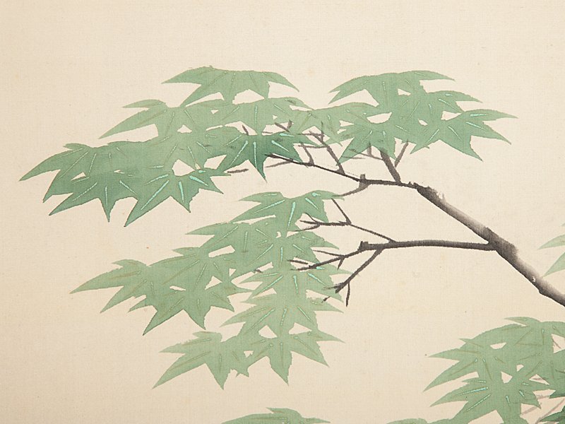 真作/今井景樹/湖畔飛鴨図/山水図/横物/秋の掛軸/掛軸☆宝船☆AK-649