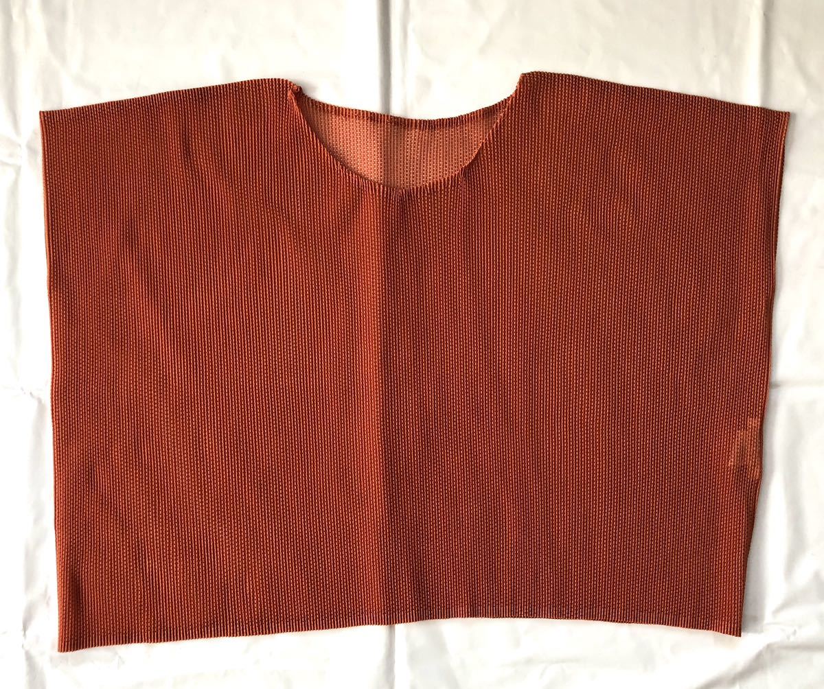 PLEATS PLIASE プリーツプリーツ メッシュカットソー ダークオレンジ系